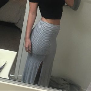 Thin striped navy blue off white maxi skirt